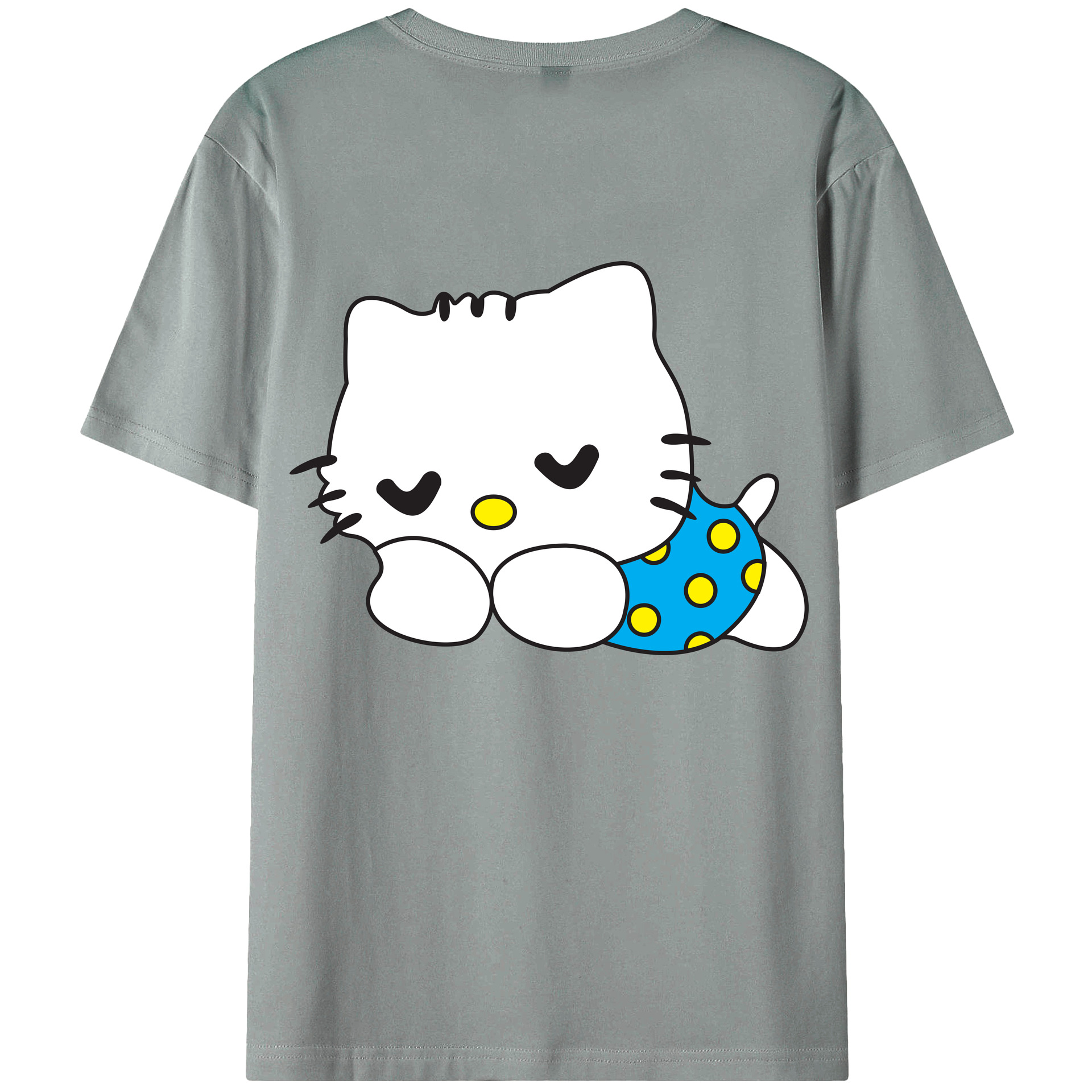 （画像用） Hello Kitty ハローキティ 綿100％ メンズ半袖Tシャツ（バックプリント） 通気性